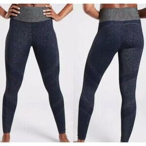 Athleta Women’s Twilight Skinny Metallic‎ Glitter Leggings Black Size S